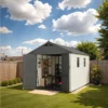 Kick-it 8x12 Plastic Storage Shed with Floor, Gray & Beige