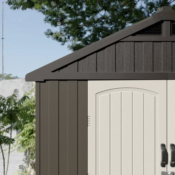 product-8x10-kick-it-plastic-shed-brown-detail-img2_1_1 Kick-it 8x12 Plastic Storage Shed with Floor, Brown
